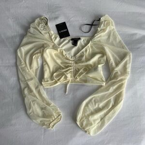 Forever 21 Yellow Ruched Crop Top